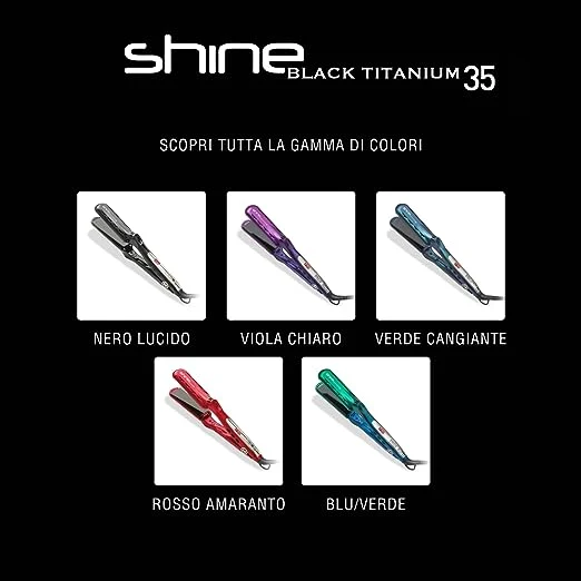 SHINE BLACK TITANIUM 35 Piastra per capelli in titanio e nano tormalina SHE