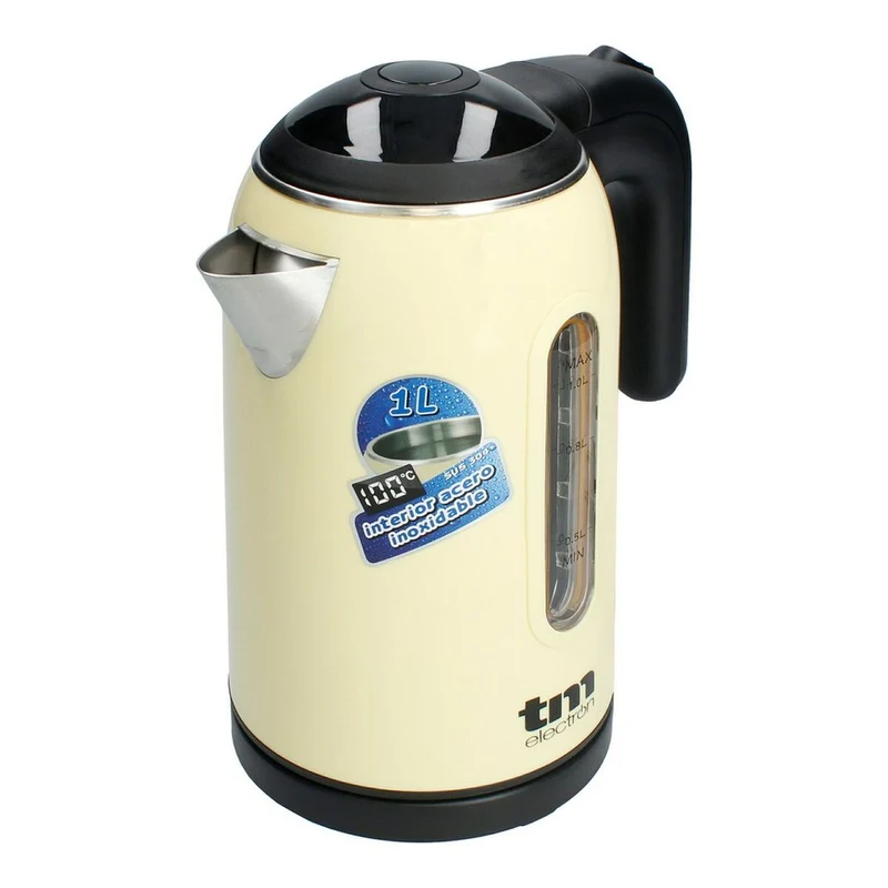 Bollitore Elettrico con Luce LED TM Electron Acciaio Inox Crema