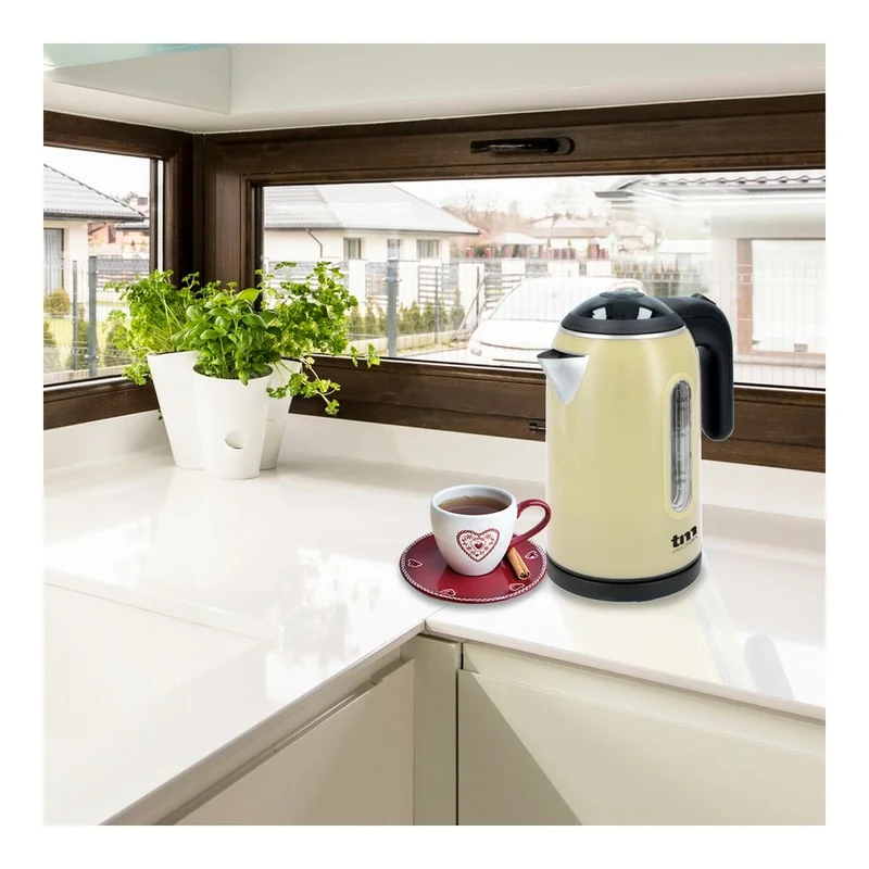 Bollitore Elettrico con Luce LED TM Electron Acciaio Inox Crema