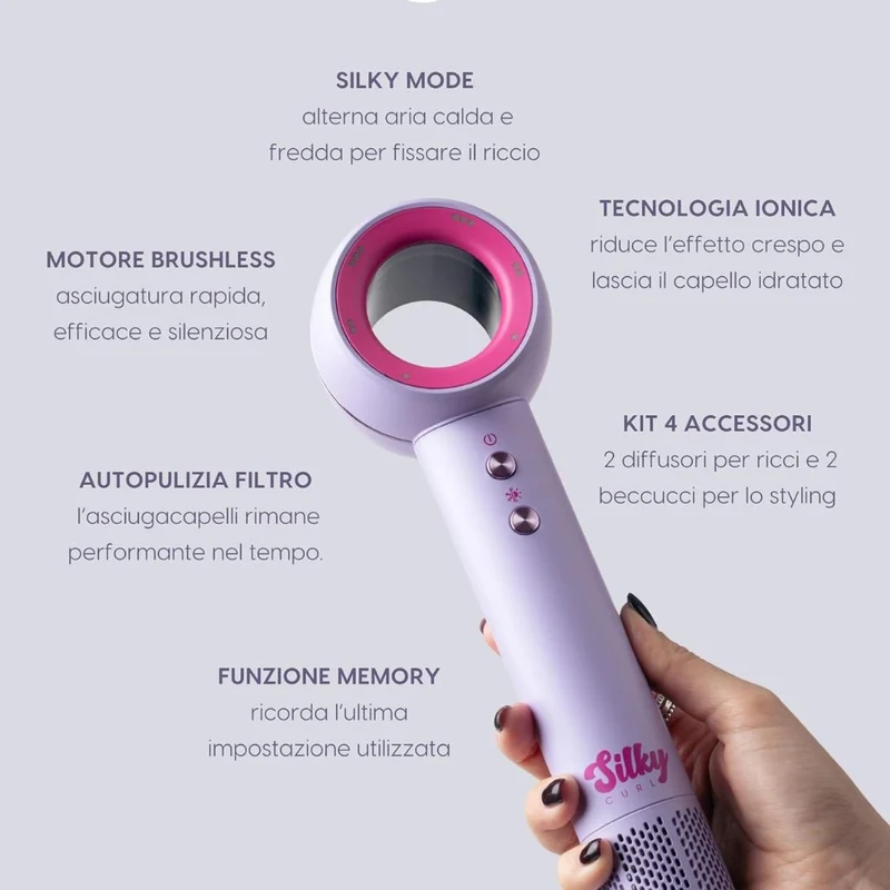 SILKY CURL ASCIUGACAPELLI PER CAPELLI RICCI