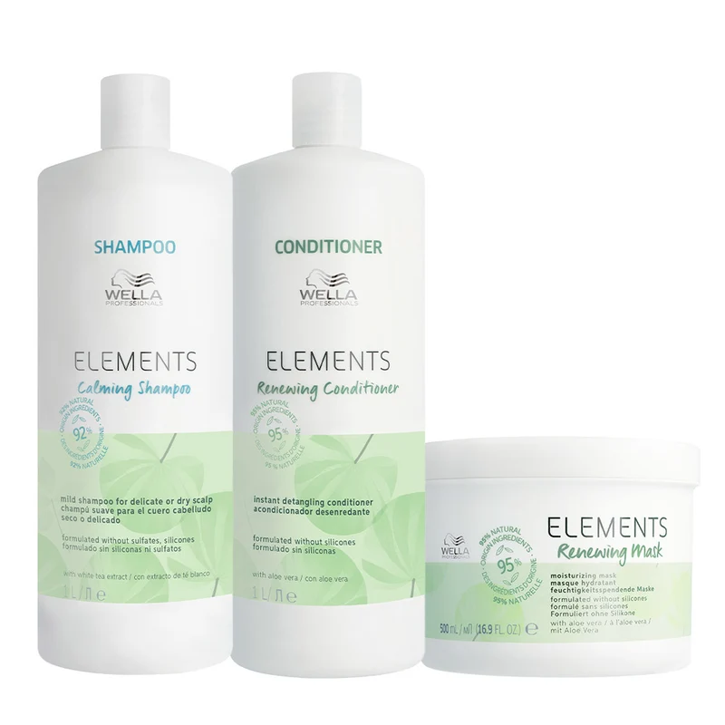Wella Professional Elements Shampoo Calm 1000ml Renewing Conditioner 1000ml Mask 500ml