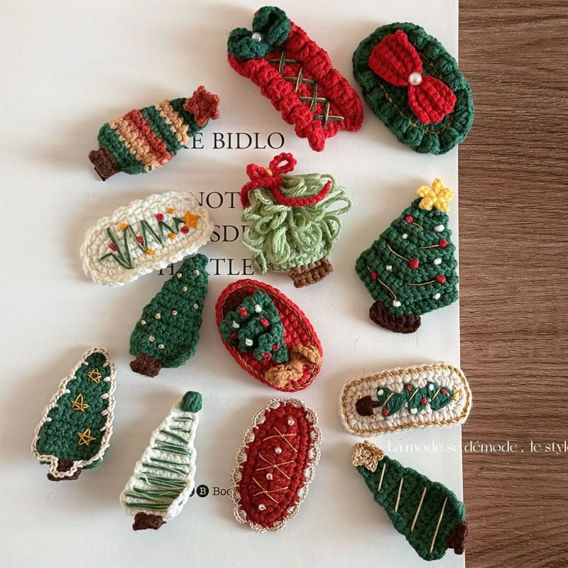 Christmas Knitted Hair Clips for Children