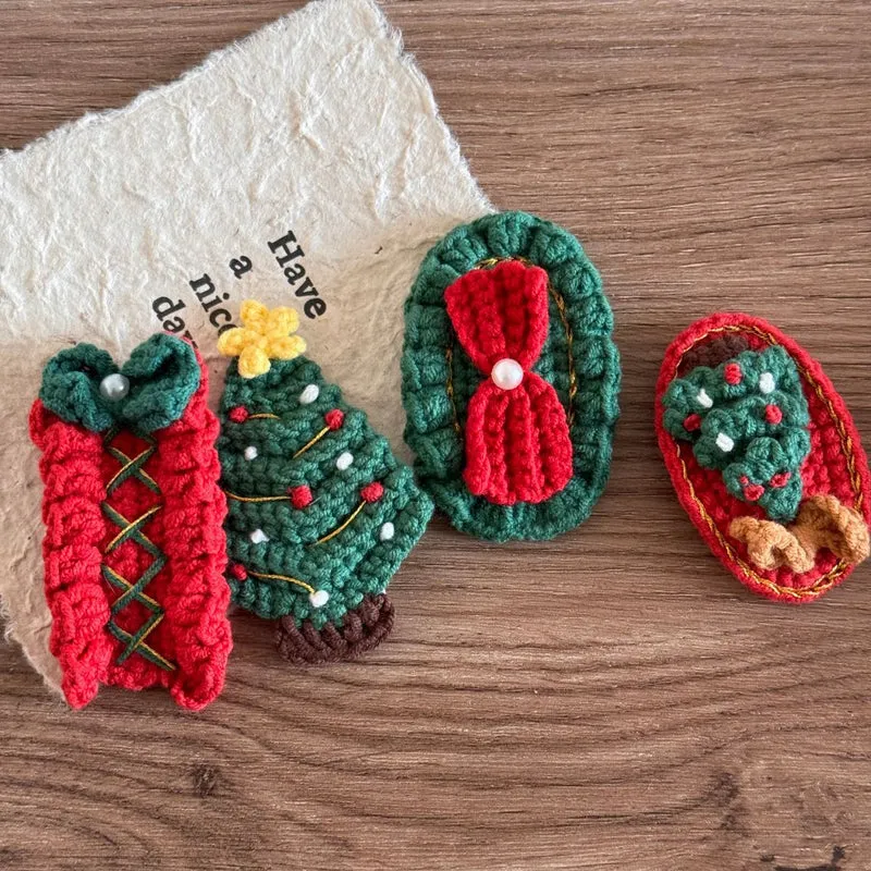 Christmas Knitted Hair Clips for Children