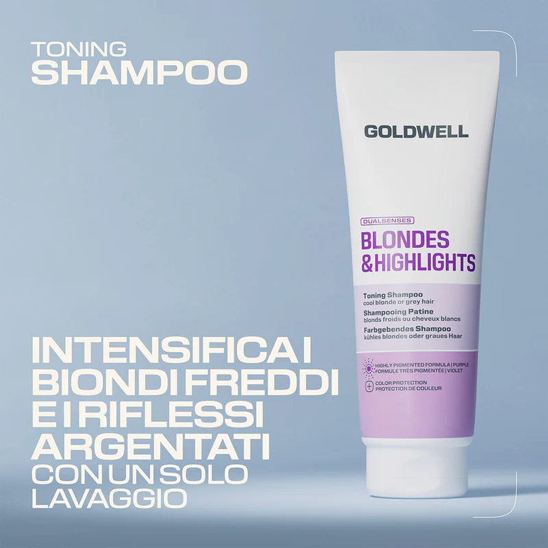 Goldwell Dualsenses Blonde & Highlights Toning Shampoo Purple 250ml - shampoo tonalizzante capelli biondi