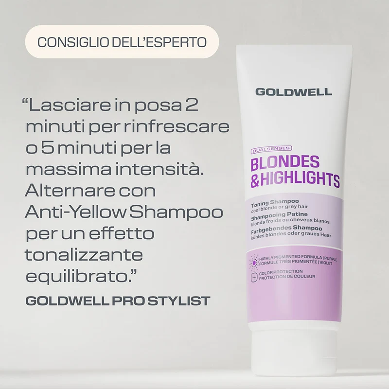 Goldwell Dualsenses Blonde & Highlights Toning Shampoo Purple 250ml - shampoo tonalizzante capelli biondi