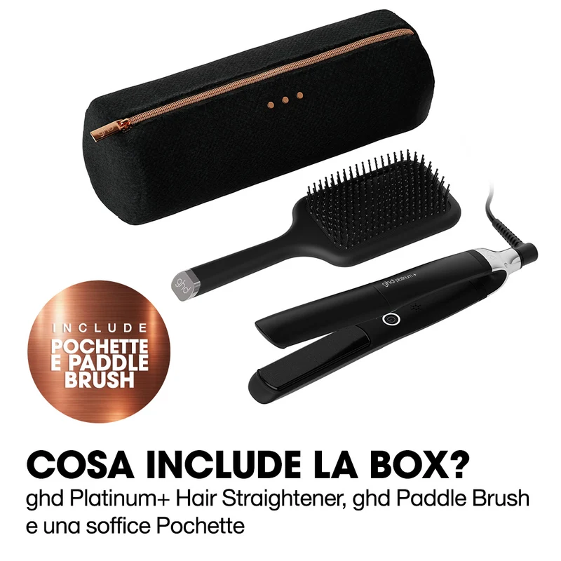 GHD Platinum+ Gift Set Nero, Piastra + Paddle Brush