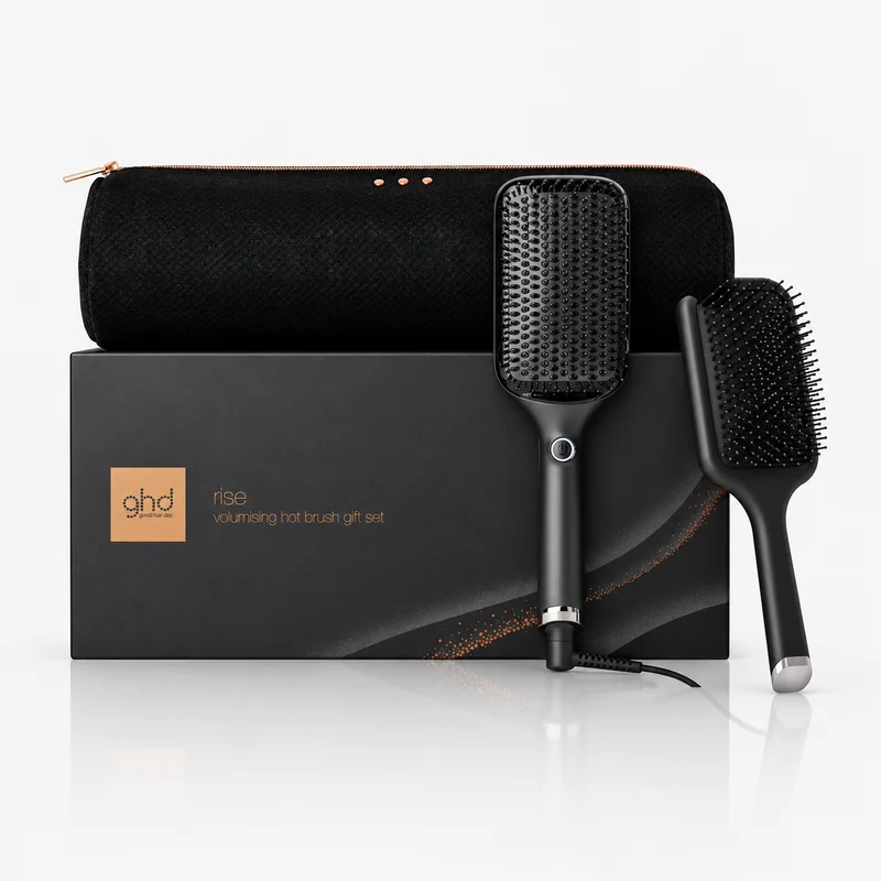 GHD Glide+ Max Gift Set Nero, Spazzola Lisciante + Paddle Brush