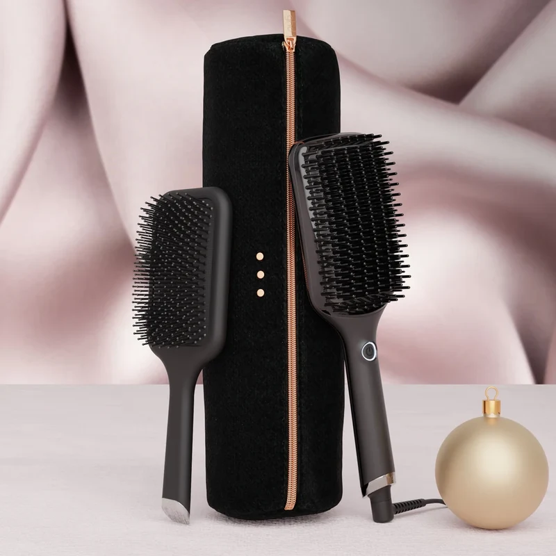 GHD Glide+ Max Gift Set Nero, Spazzola Lisciante + Paddle Brush