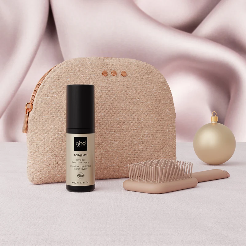 GHD Style Gift Set Cashmere Beige, Bodyguard + Mini Paddle Brush