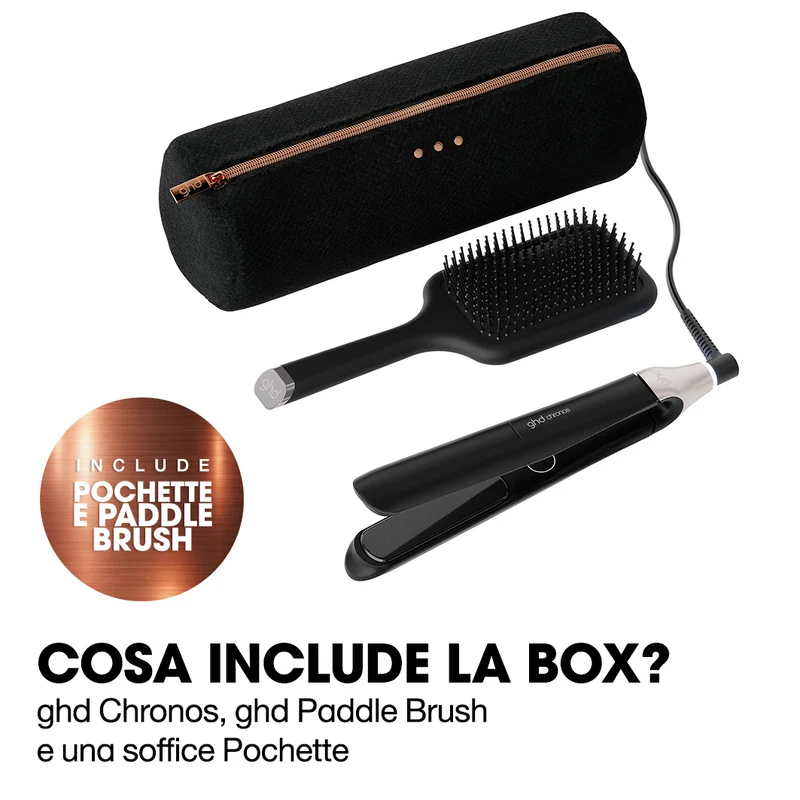 GHD Chronos Gift Set Nero, Piastra + Paddle Brush
