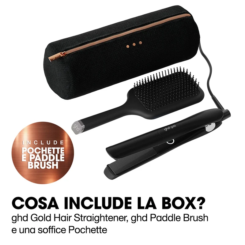 GHD Gold Gift Set Nero, Piastra + Paddle Brush