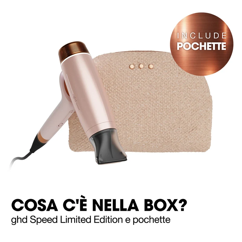 GHD Speed Cashmere Beige, Asciugacapelli Ionico Gift Set