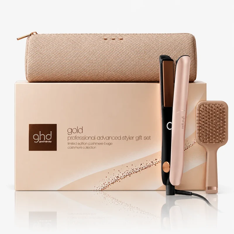 GHD Gold Cashmere Beige, Piastra Gift Set con Spazzola