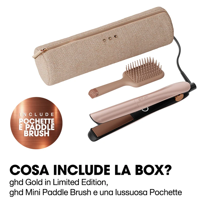 GHD Gold Cashmere Beige, Piastra Gift Set con Spazzola
