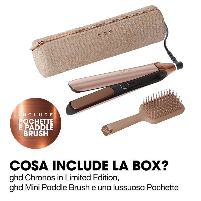 GHD Chronos Cashmere Beige, Piastra Gift Set con Spazzola