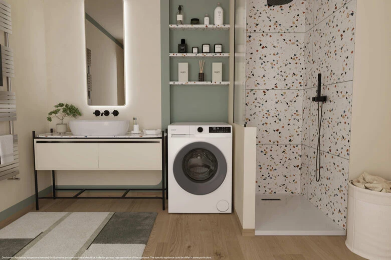 Candy ProWash 300, Lavasciuga Slim 8+5 KG, 10% più efficente della classe A, 1400 giri, Bianco, Inverter, Fresh Vapor, GWD 485SG6-S