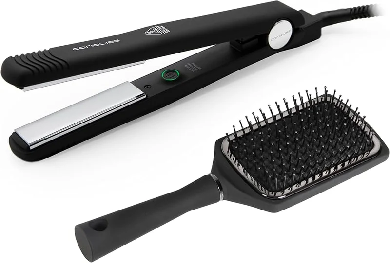 Piastra Capelli Titanium + Spazzola Capelli C1 Chrome Corioliss