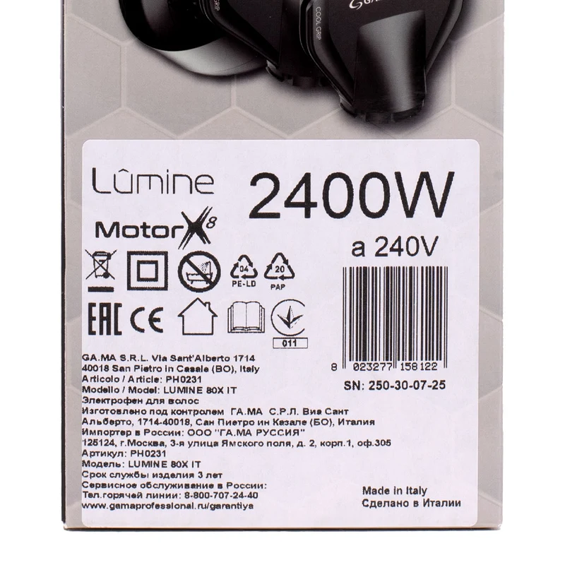 Ga.ma Professional Lumine Phon 80 Plasma X8 - asciugacapelli