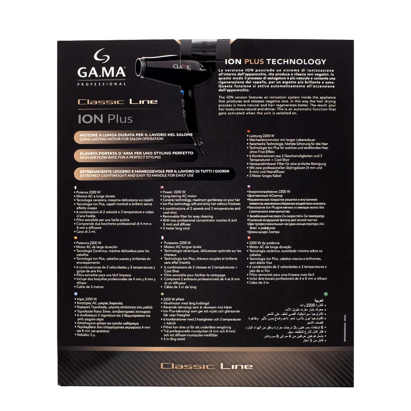 Ga.ma Professional Classic Nero - asciugacapelli