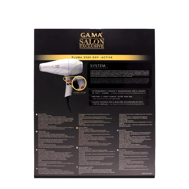 Ga.ma Professional Classic Pluma 5500 Oa Nero - asciugacapelli