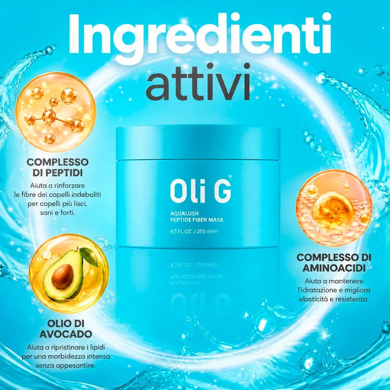 Oli G Aqualush Peptide Fiber Mask 250ml - maschera idratante e ristrutturante
