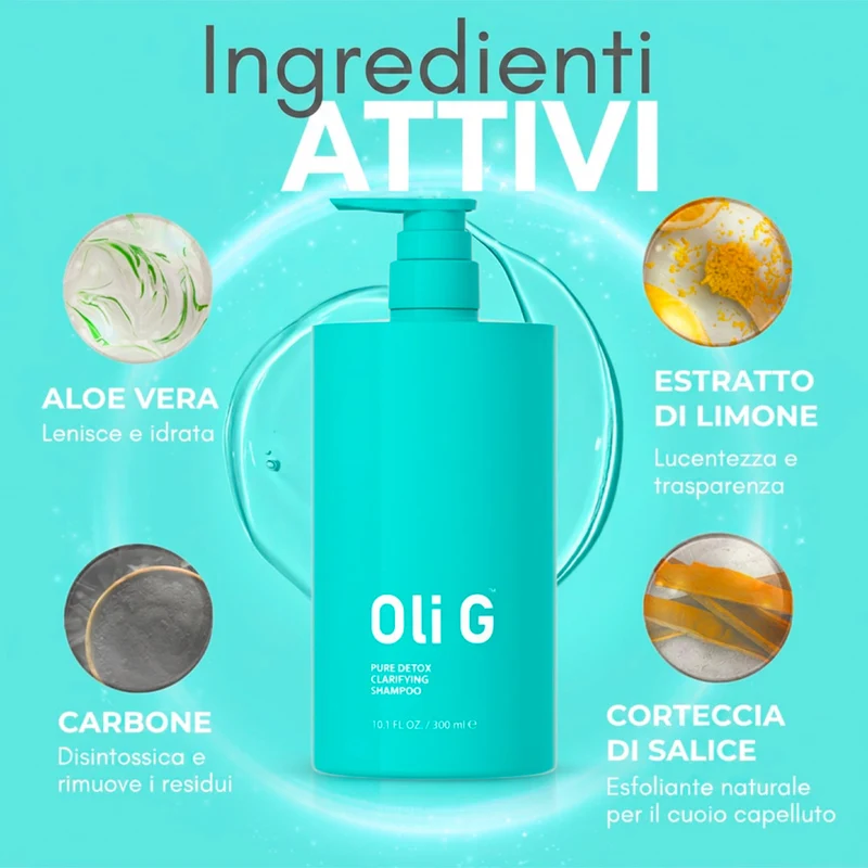 Oli G Atomic Pure Detox Clarifying Shampoo 300ml - shampoo pulizia profonda