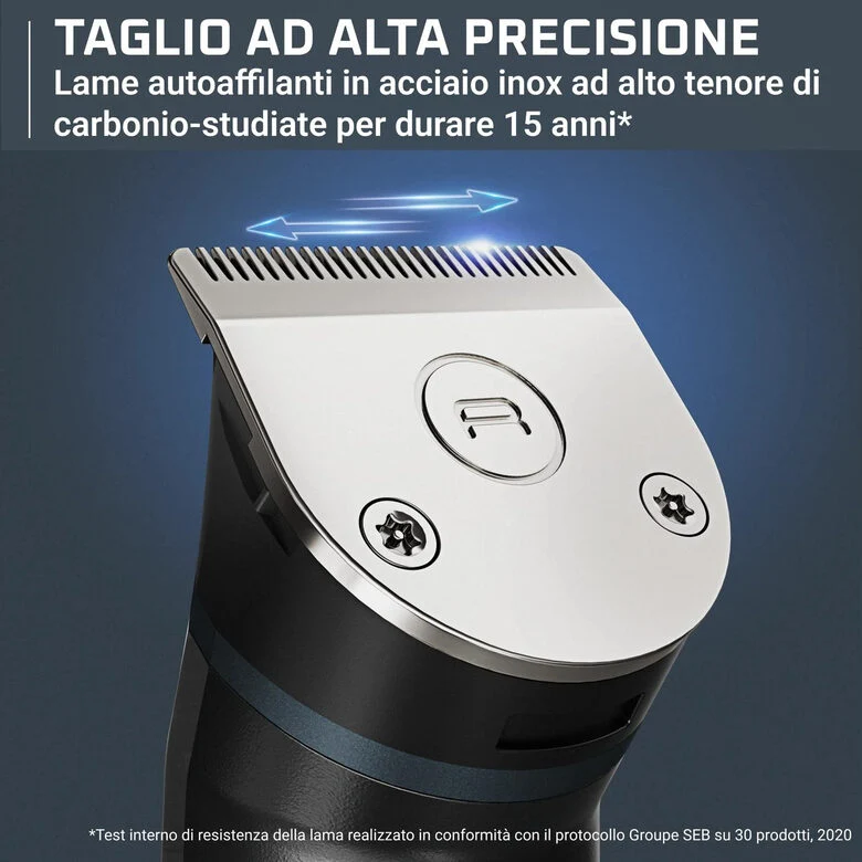Rowenta X Series 700 Regolabarba Multifunzione 14-in-1 da Uomo, Lame Autoaffilanti in Acciaio Inox ad Alto Tenore di Carbonio, TN9650