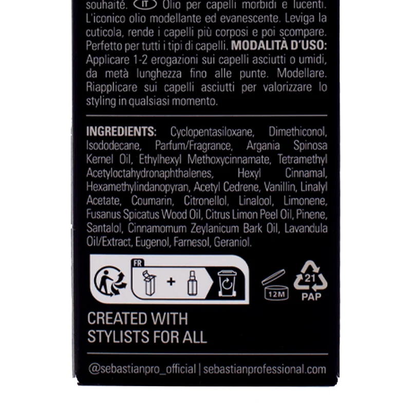 Sebastian Professional Dark Oil Smooth & Shine Styling Oil 100ml - olio illuminante anticrespo