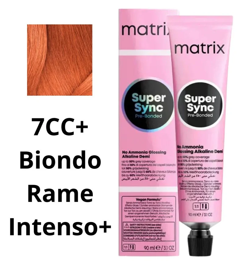 Tintura Super Sync Pre-Bonded Matrix 90ml 7CC+ Biondo Rame Intenso+