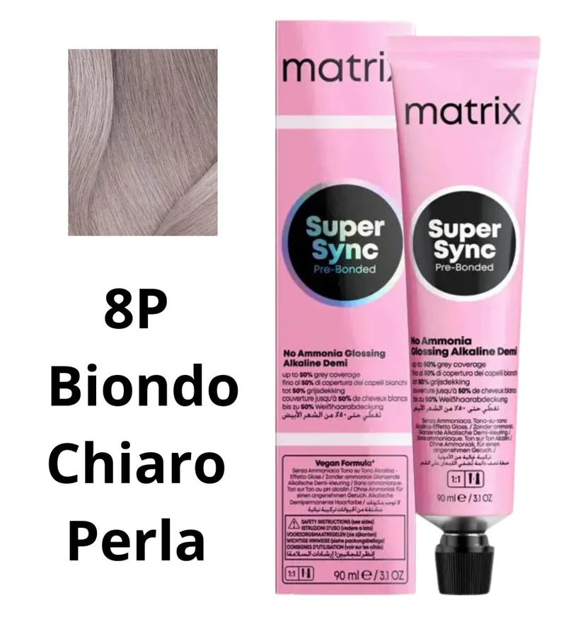 Tintura Super Sync Pre-Bonded Matrix 90ml 8P Biondo Chiaro Perla