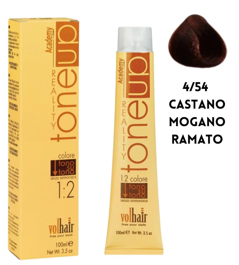 Tintura Tone Up Volhair Academy 100 ml 4/54 Castano Mogano ramato