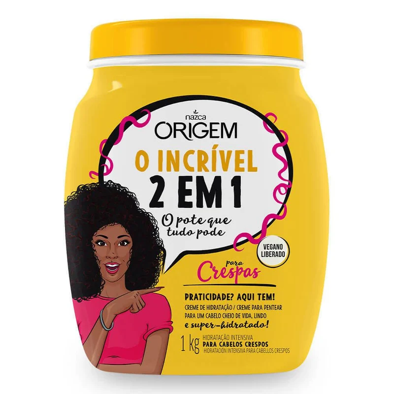 Origem Maschera Idratante 2 in 1 per Capelli Crespi e Ricci 1Kg