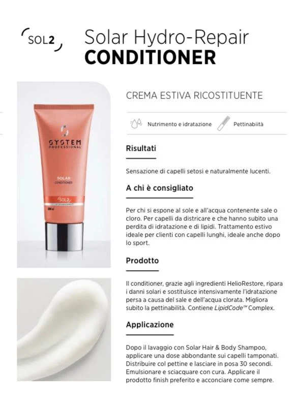System Professional Solar Conditioner SOL2, 200ml - Balsamo Solare Corpo e Capelli