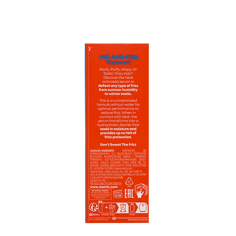 Matrix Haircare Mega Sleek 96h Anti-Frizz Topcoat 50ml - siero termoprotettore anti crespo