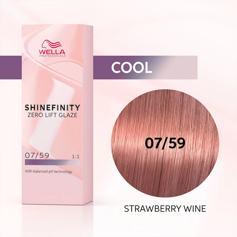 Wella Shinefinity Strawberry Wine 07/59 Biondo Medio Mogano Cendrè 60ml - colore demi-permanente