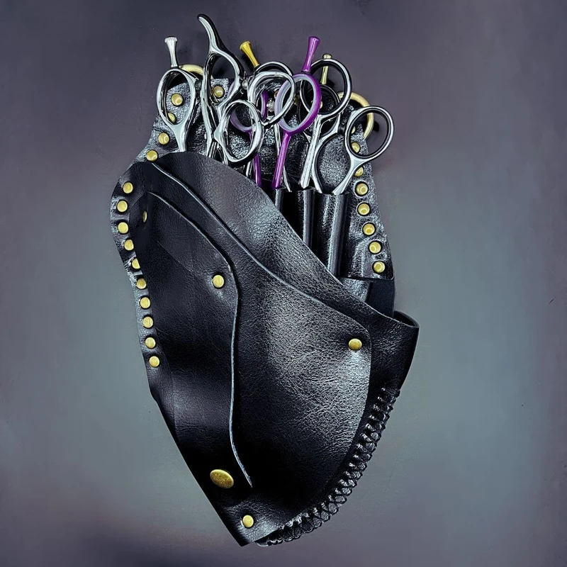 Fondina in pelle Juntetsu Heritage - 6 tasche per forbici