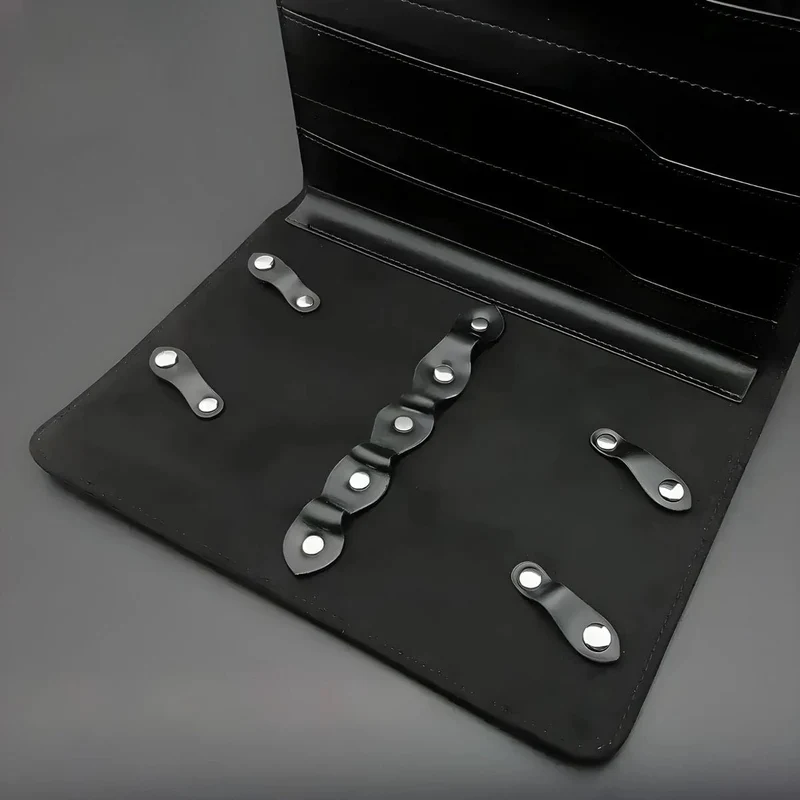 Juntetsu Custodia per forbici in pelle - 8 tasche di alta qualità