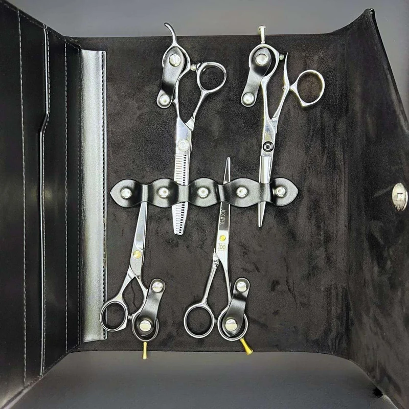 Juntetsu Custodia per forbici in pelle - 8 tasche di alta qualità