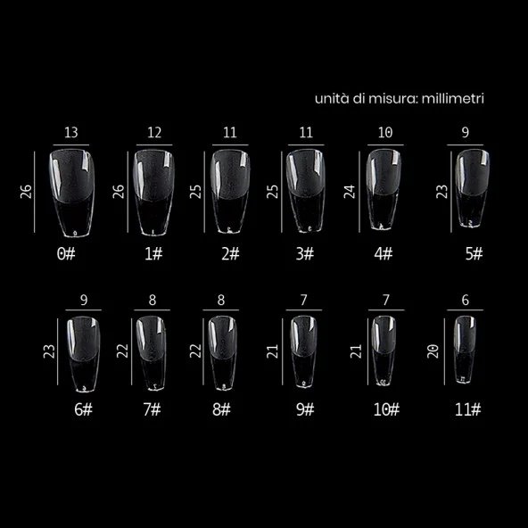 Ballerina Lunga Nail Gel Tips Estrosa - 12 misure 240 pezzi