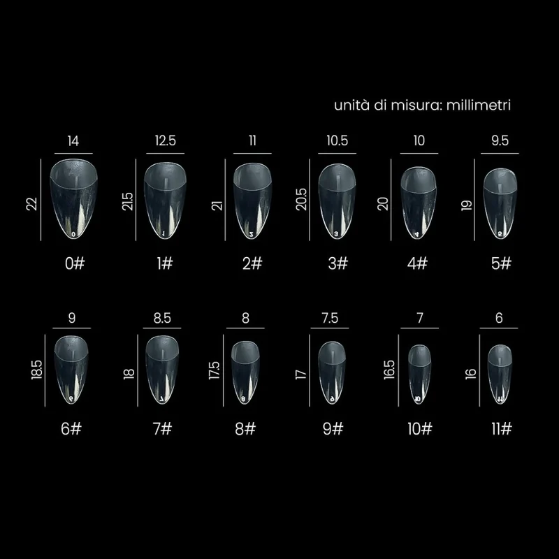 Mandorla Corta Nail Gel Tips Estrosa - 12 misure 240 pezzi