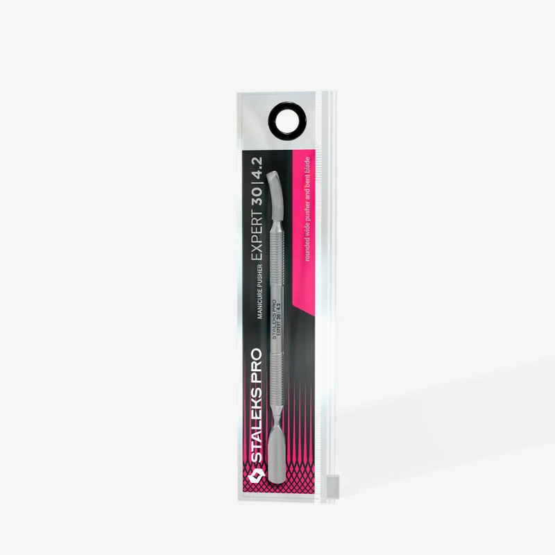 Staleks Pro Spatola per manicure (pusher largo arrotondato + lama piegata) – EXPERT 30 TYPE 4.2