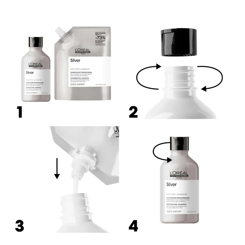 L'Oreal Professionnel Paris Serie Expert Silver Shampoo Refill 500ml - eco-ricarica shampoo antigiallo