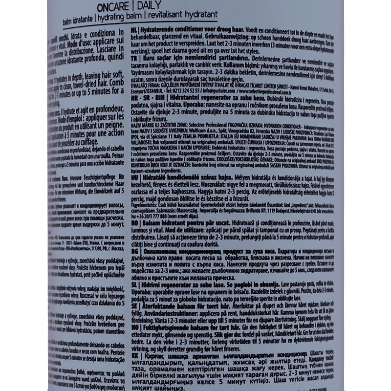 Selective Professional On Care Daily Balm 1000ml - condizionante idratante per capelli secchi