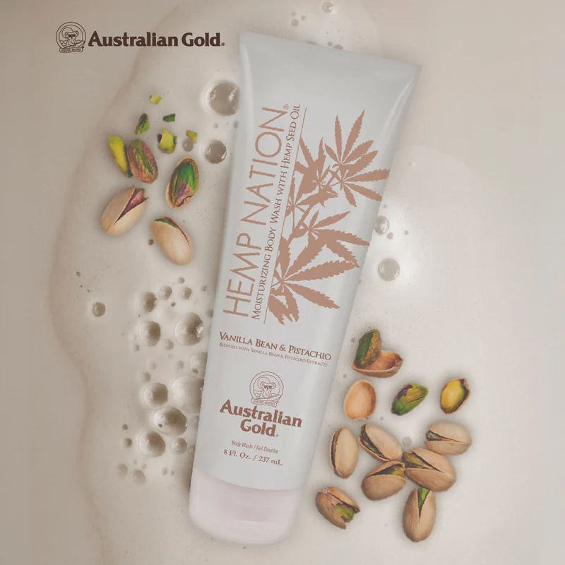 Australian Gold Hemp Nation Vanilla Bean & Pistacho Body Wash 237ml - detergente corpo nutriente
