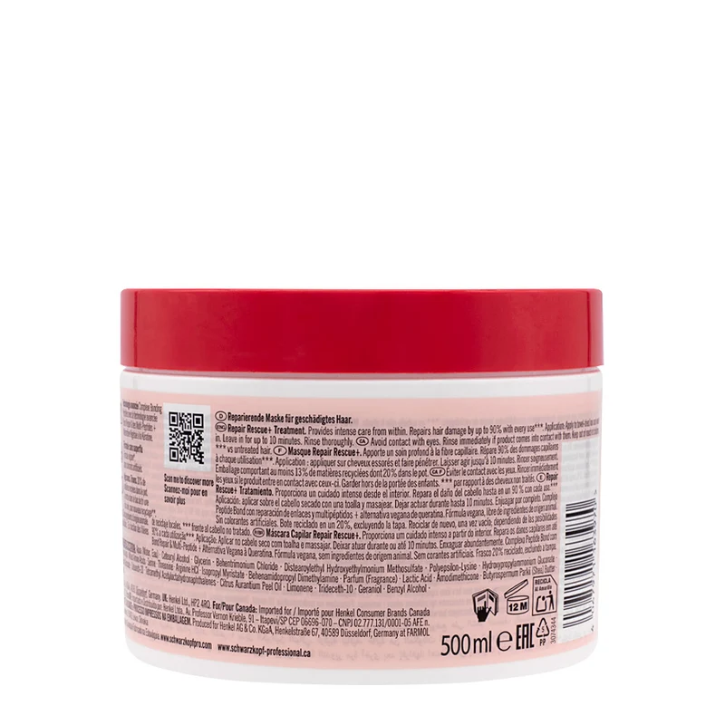 Schwarzkopf Professional BC Bonacure Repair Rescue+ Treatment Masque 500ml - maschera ristrutturante