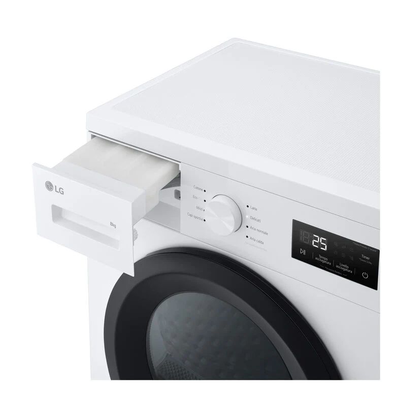 LG RNA1008NWK Asciugatrice 8kg Pompa di calore, Classe D, 8 programmi, Sensore asciugatura
