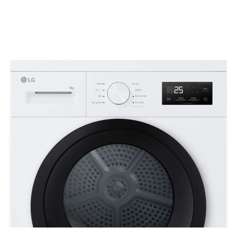 LG RNA1008NWK Asciugatrice 8kg Pompa di calore, Classe D, 8 programmi, Sensore asciugatura