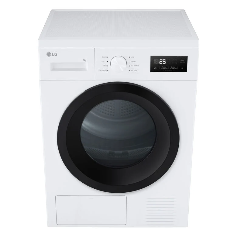 LG RNA1008NWK Asciugatrice 8kg Pompa di calore, Classe D, 8 programmi, Sensore asciugatura