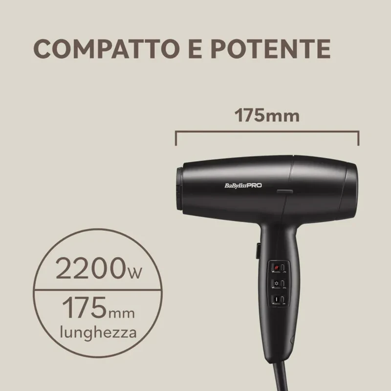 BaByliss Pro Asciugacapelli LUPIA 2200W Made in Italy