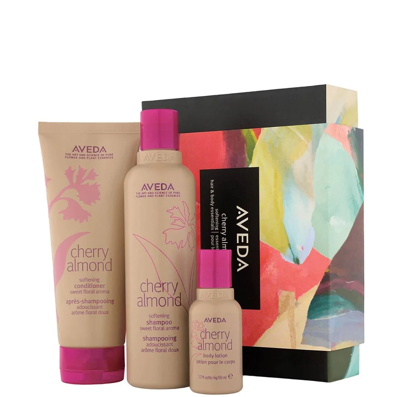 aveda cherry almond softening hair e body essentials confezione regalo